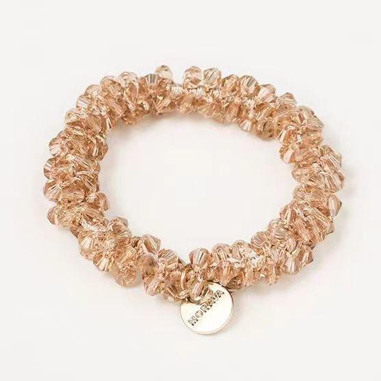 Product Introduction of Korean Simple Temperamental Bracelet Dual-Use Instafamousrubber Band Sweet Headwear Vintage Pearl Head Rope Hair-Binding Crystal Hair Tie 1