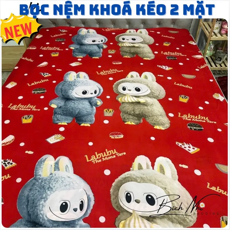 Áo bọc nệm khóa kéo 2 mặt thun lạnh in 3D sắc nét mẫu hoạt hình hottrend 4