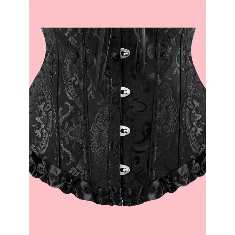 Palace Style Corset With Boning To Shape Waist And Push Up Bust, Sexy Jacquard Shapewear Top, Suitable For Wearing With A Dress, For Halloween Fabric Womenswear Clothes Costumes Day Festival Nightwear Sleeve Comfort Black 4