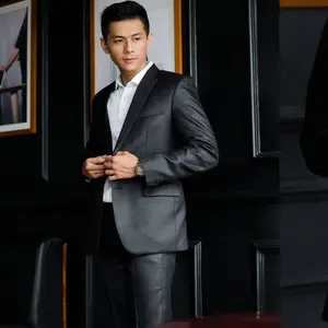 Setelan jas wedding pria hitam glossy kilap slim fit suit blazer