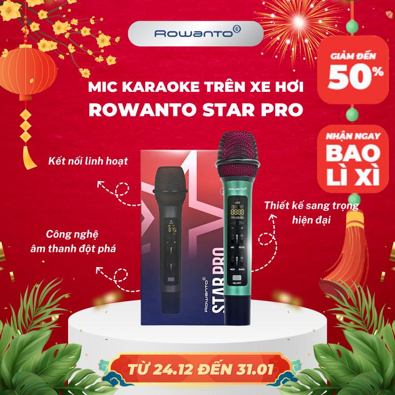 Mic Karaoke Trên Xe Hơi Rowanto Star Pro - Mic Hát Karaoke Không Dây Đa Năng - Công nghệ cải tiến ấm thanh đỉnh cao, chống hút, dung lượng pin lớn - [Bảo hành Chính hãng 12 tháng] 1