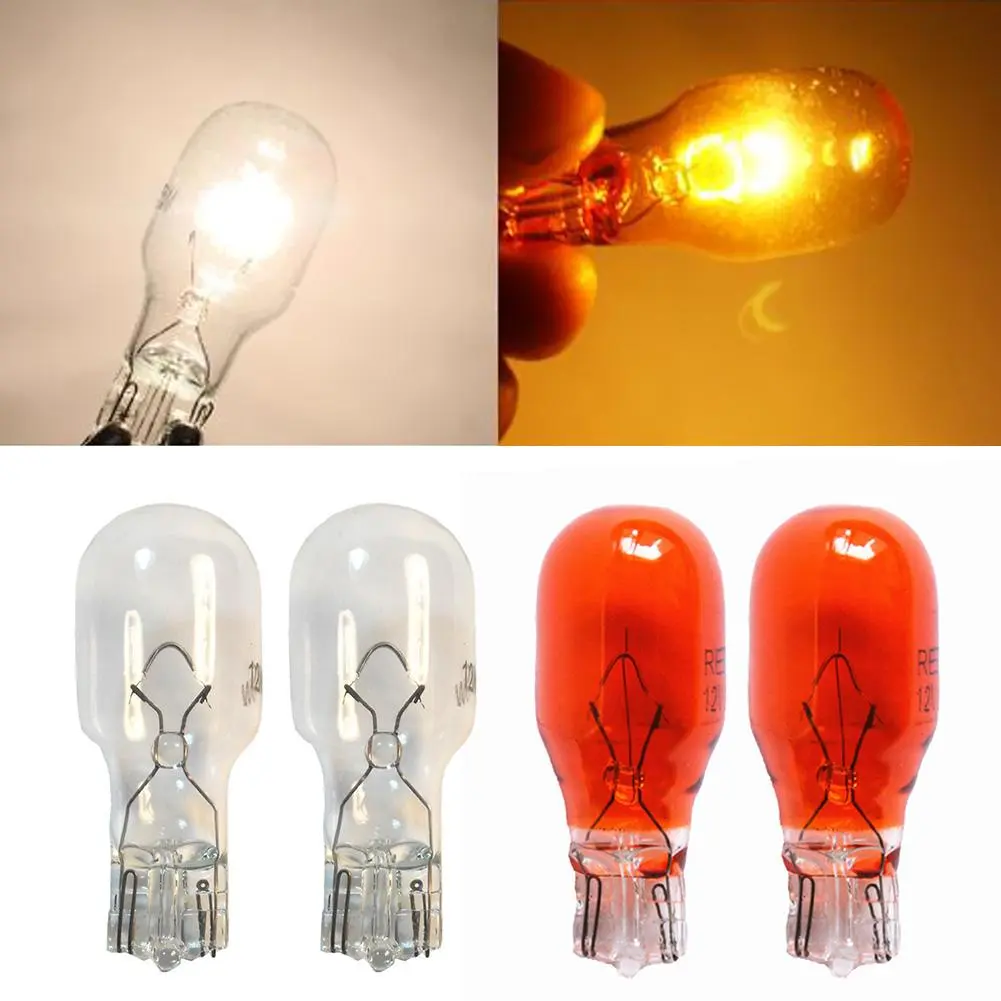 2Pcs Car Glass T15 W16W Halogen Bulb Interior Light Automotive White/Amber Clear 12V #289599