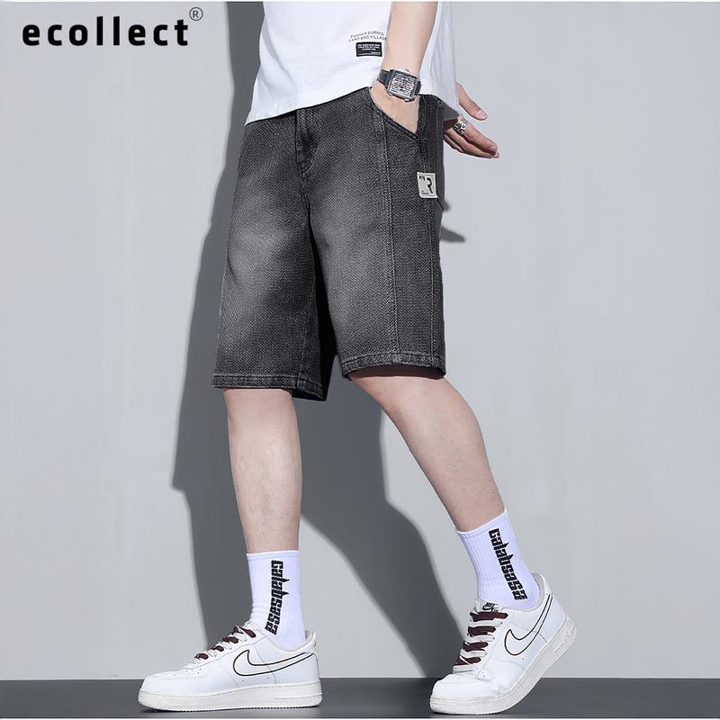  Quần Short Jean Nam ECOLLECT QS28 – Denim Họa Tiết Sao Retro Form Rộng Ngang Gối Thoáng Mát Street-Style Hè 2025 