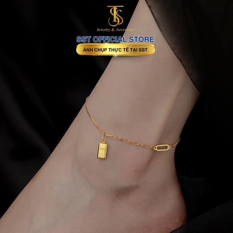  Lắc chân Titan SST Charm thỏi vàng khắc chữ GOLD sang Không đen gỉ LC40 