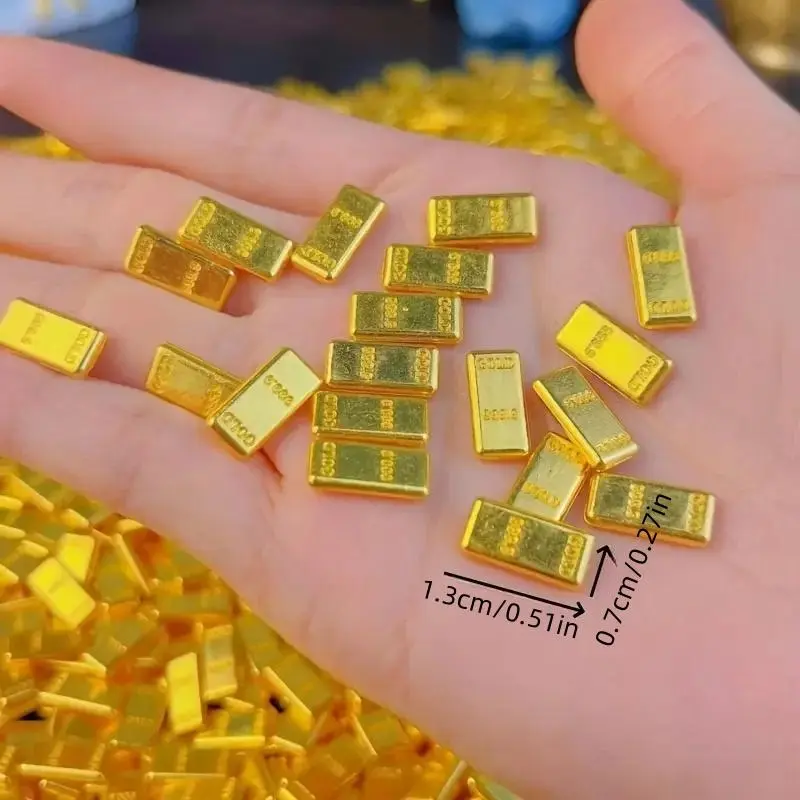 Mini Alloy Gold Bar, 50pcs Lucky Fortune Gold Bar, Home and Office Fengshui Ornament, Home Decor Supplies 1