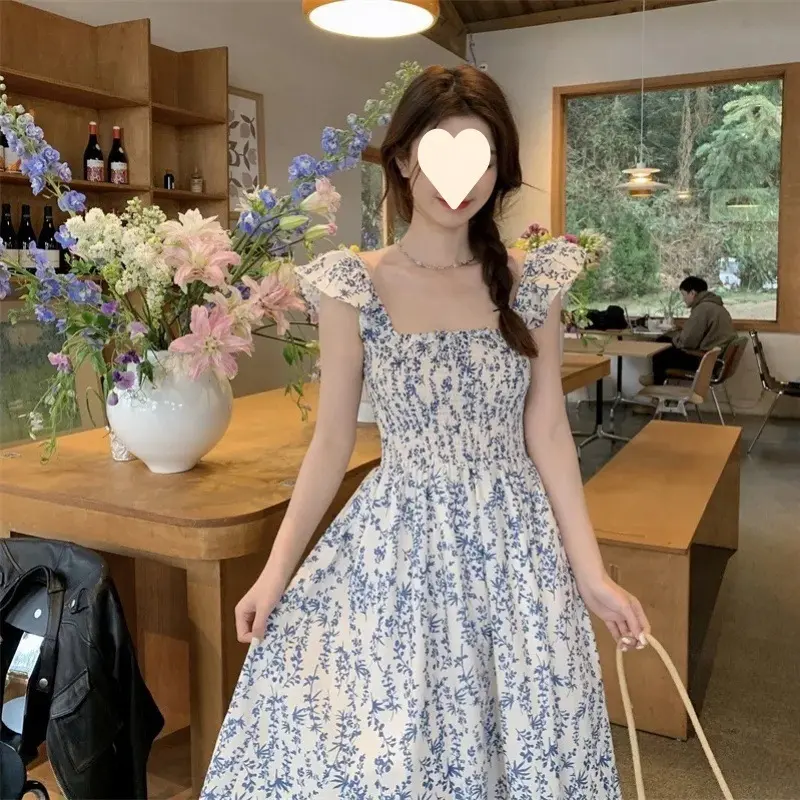 2024 New WOMEN'S French dress summer flying sleeve dress