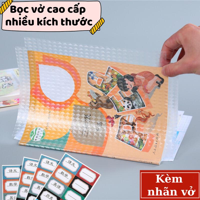 Set 10 tờ decal bọc sách, vớ viết, sách giáo khoa, sách a4 học sinh kèm nhãn vở