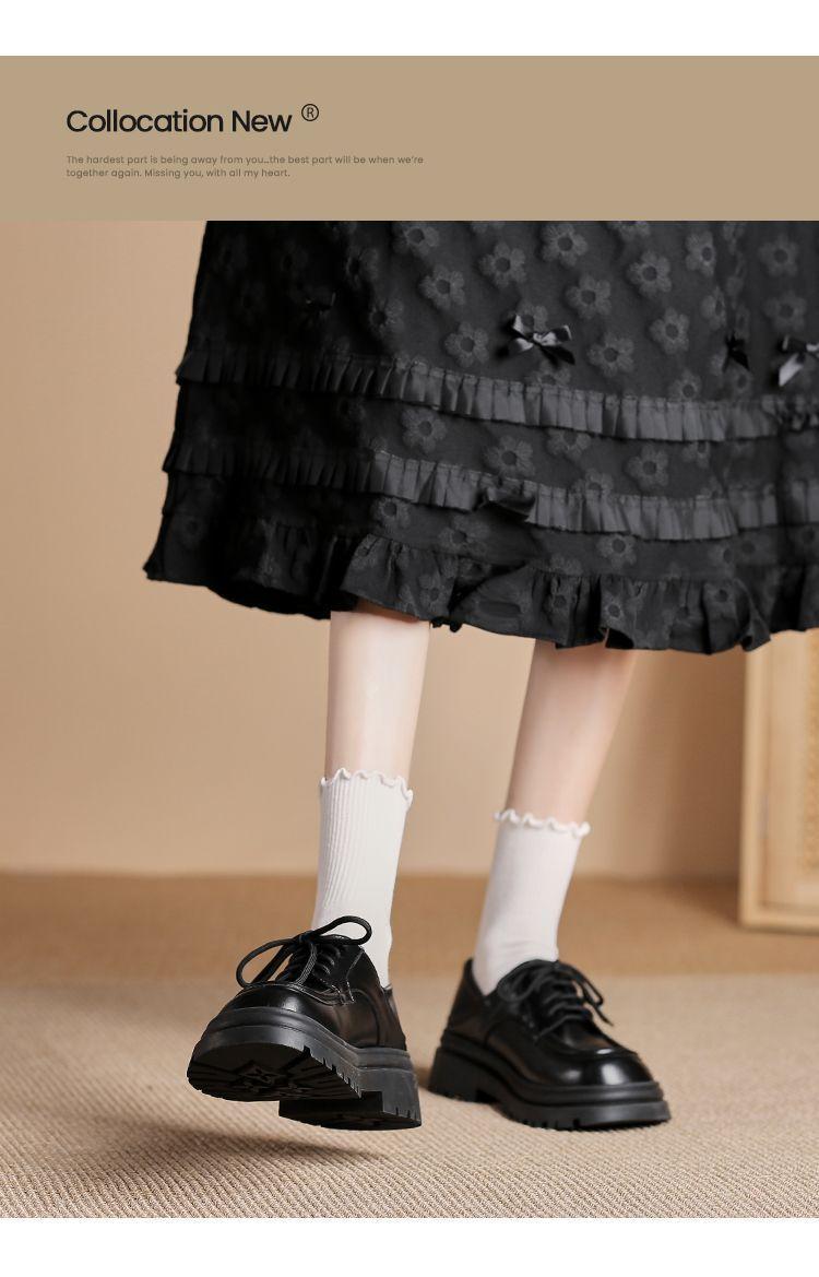 Product Introduction of Genuine Leather Loafers for Women 2024 Spring and Autumn New Soft Sole Thick Sole Lace-up Retro Single Shoes Versatile British JK Small Leather Shoes Women 19