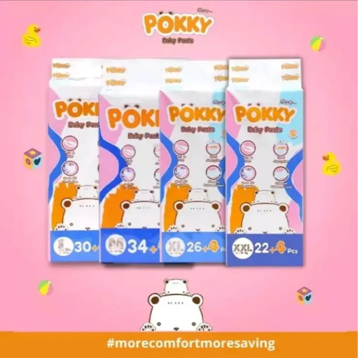 {new} TERMURAH!!! POKKY diapers pants popok bayi M34+4 L30+4 xl26+4 XXL22+4 0