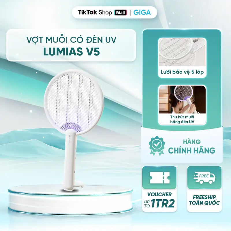Vợt muỗi có đèn UV Lumias V5 - Lưới bảo vệ 5 lớp vot muoi 0
