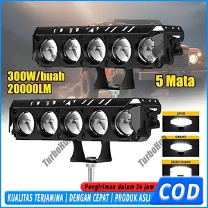 COD Lampu Tembak LED 5 Mata 300W CR7 Full Aluminium Super Terang DC 9–85V High Low Non Kipas Untuk Motor & Mobil
