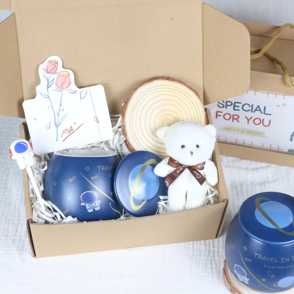 Set quà tặng cốc sứ ý nghĩa, hộp quà tặng kèm gấu tặng người yêu, bạn thân - SQ2