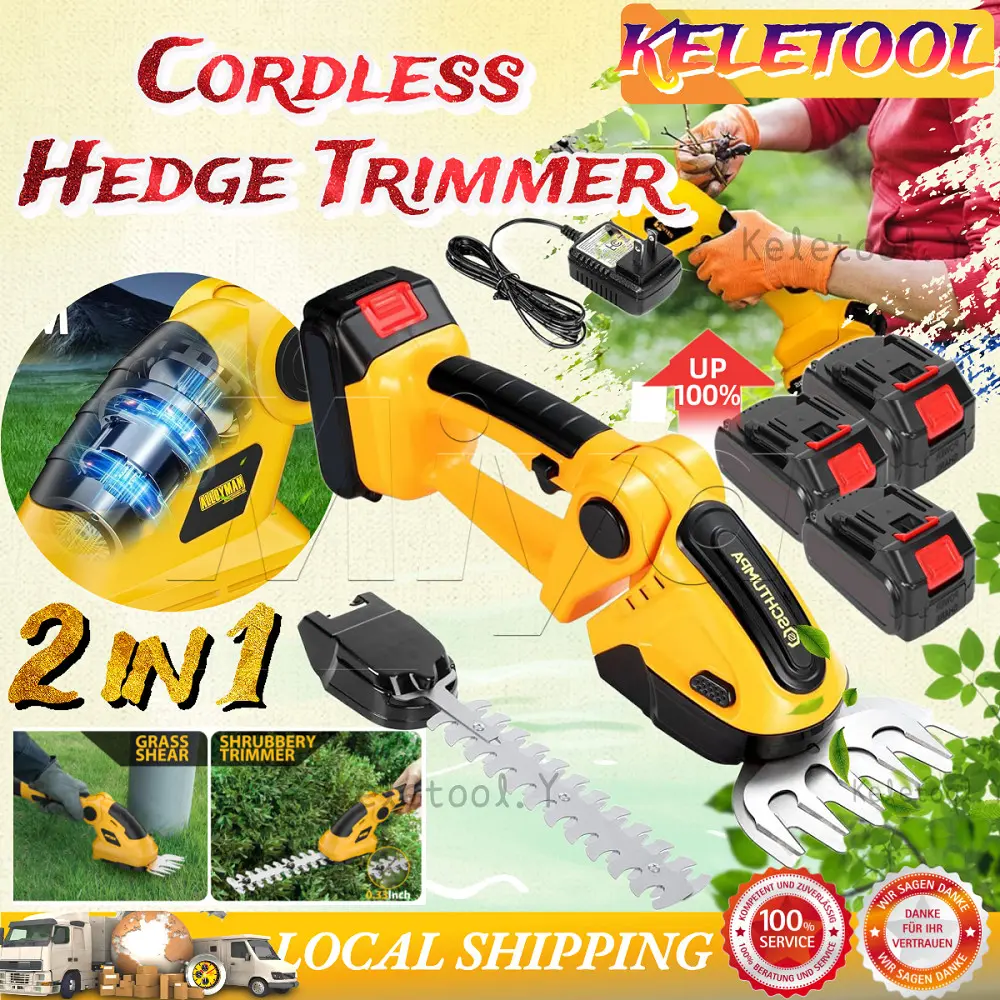 LOCAL SHIPPING SG SELLER LOCAL STOCK Cordless Grass Shrub Shear Electric Cutter Hedge Trimmer Weeding Pruning Saw Garden Gardening