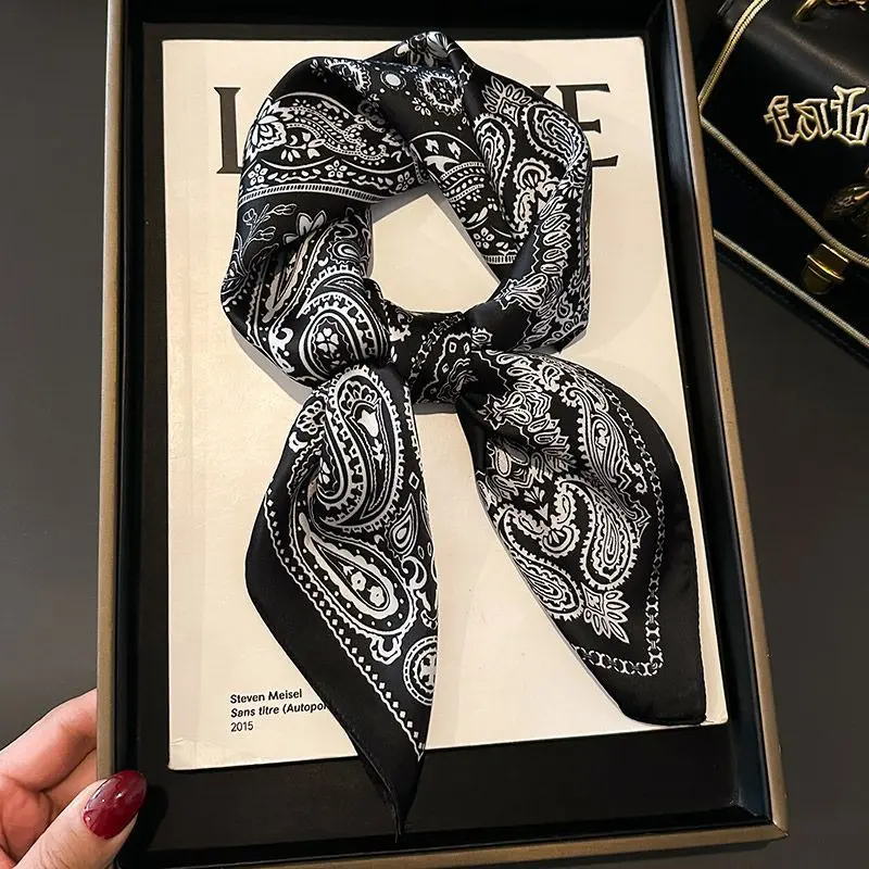 Paisley Print Bandana - Lightweight Chiffon Scarf for Women, Versatile Neck Wrap for Sun Protection & Hair Styling