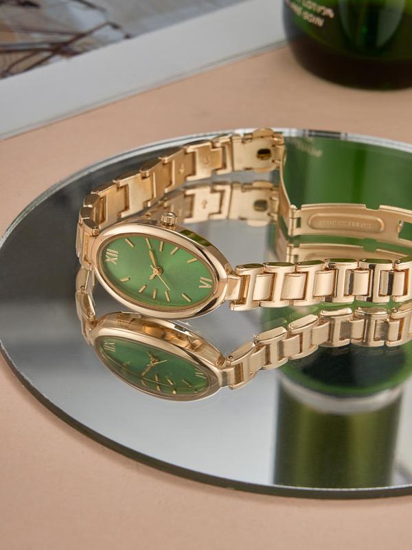 Women's Elegant Oval Dial Quartz Watch, Exquisite Trendy Wristwatch, Modern Fashionable Watch for Women As Gift with Box 7