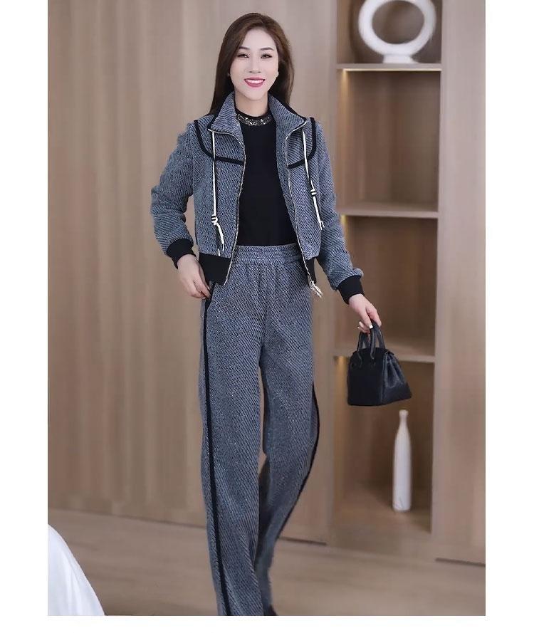 Product Introduction of Bộ Đồ Thường Ngày Đệm Nhung, Thời Trang, Dày Dặn, Dành Cho Nữ, Mùa Đông 2024 Hàng Mới Về, Cổ Chân Đế Áo Nỉ Khâu, Quần Ống Rộng, Bộ Hai Mảnh 9