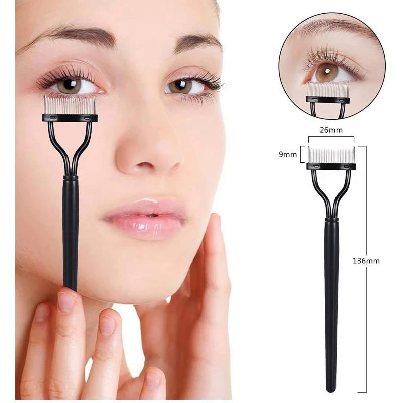 Product Introduction of Eyelash Separator Metal Teeth Straight Eyelash Curler Beauty Makeup Stainless Eyelash Brush Comb Mascara Curl Makeup Tool Cosmetic Color Handle 11
