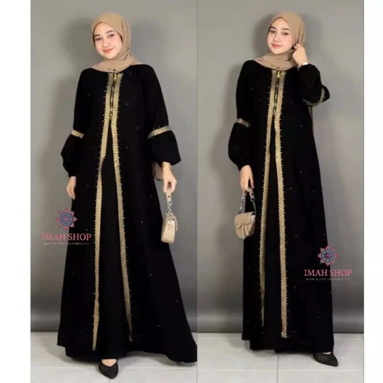 Baju Muslim Abaya Gamis Maxi Dress Bordir Zephy Ziper Busui 824