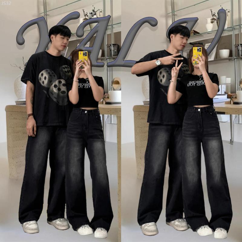 atipa กางเกงยีนส์ ทรงกระบอกกลาง สีสนิม แต่งเฟด วินเทจ ใส่ได้ ผู้ชาย ผู้หญิง Pants เสื้อผ้า Men and W