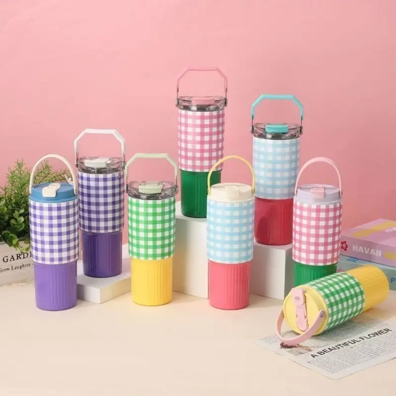【COD】Tumbler Aesthetic Botol Minum Lucu 900ML Thermos Aesthetic Handle 2IN1 Anti Tumpah Dan Tahan Panas Dan Dingin Stainless Steel 304 Vacuum 1