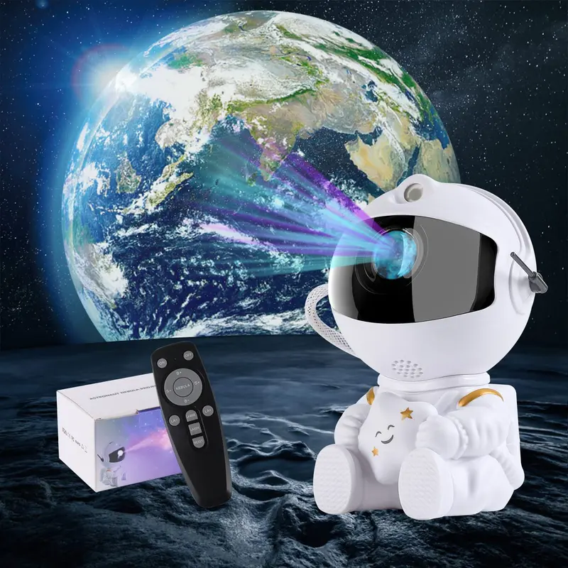 Astronaut Design Star Projector & USB Powered Wave Pattern Cube Night Light, Astronaut Space Projector & RGB 16 Color Changing Table Lamp for Bedroom Decor 3