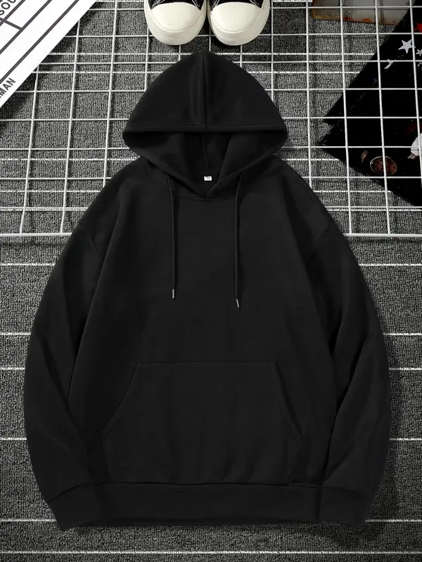Men's Regular Fit Letter Print Barcode Hoodie, Casual Comfy Long Sleeve Hooded Sweatshirt for Fall & Winter, Men's Clothes for Daily Wear 1