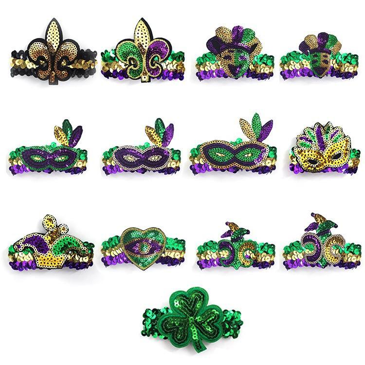 Product Introduction of New Orleans Festival Carnival Shining Gold Purple Green Bracelet Fashion Ethnic Style Party St. Patrick's Ball 2