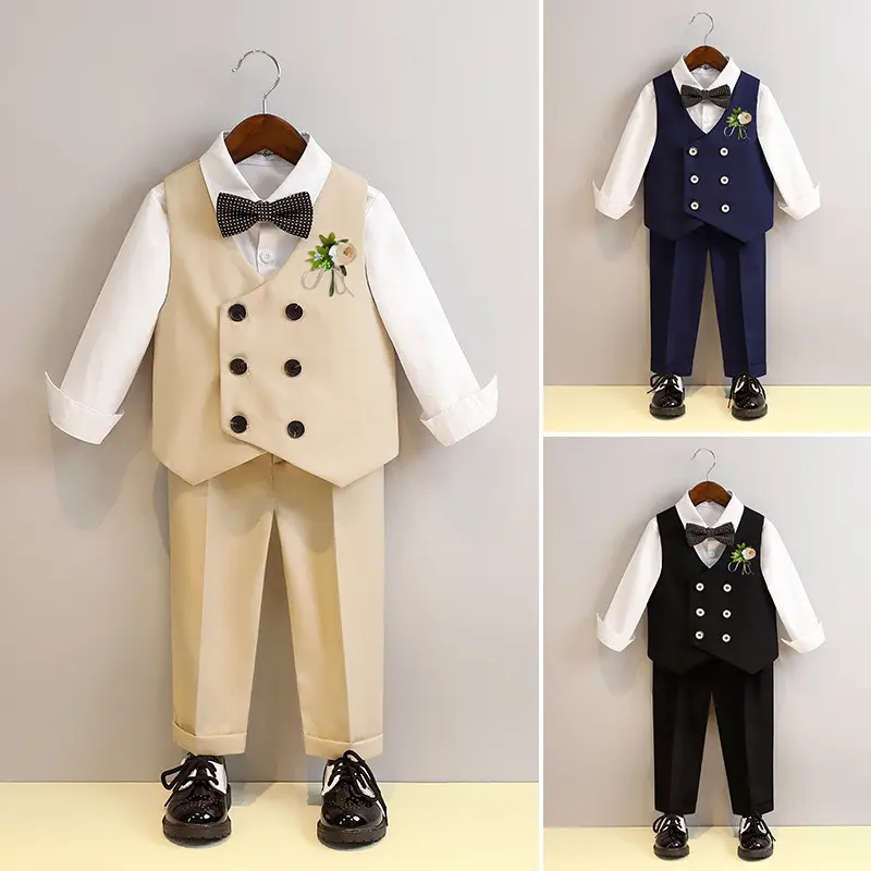 [Shubimkids] -VT06-Bộ Gile Cho Bé Trai Công Tử Cao Cấp 5 Chi Tiết Dài Tay Cho Bé Trai