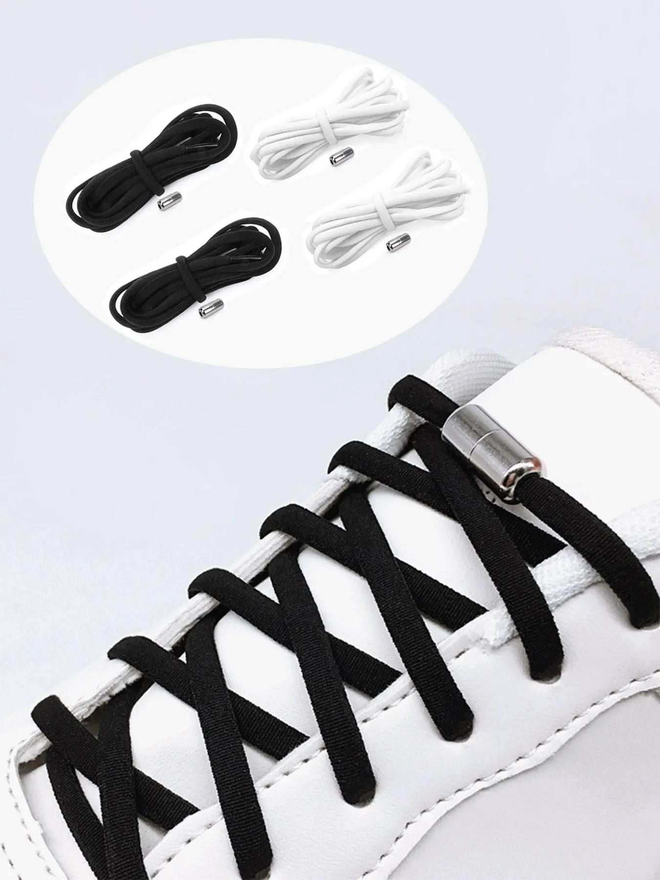 2 Pairs Simple Style Plain Color Shoes Laces with Metal Charm Design, for Sneaker, Minimalist Versatile Shoelaces, Multifunction Shoes Accessories for Shoes Decoration