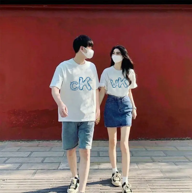 Áo thun, áo phông cặp nam nữ, áo đôi mặc với người yêu in hình CK-VK dễ thương (GIÁ 1 ÁO) chất cotton mềm mịn thoáng mát, phong cách năng động shatou  đồ Women  - Men Voi Top 1