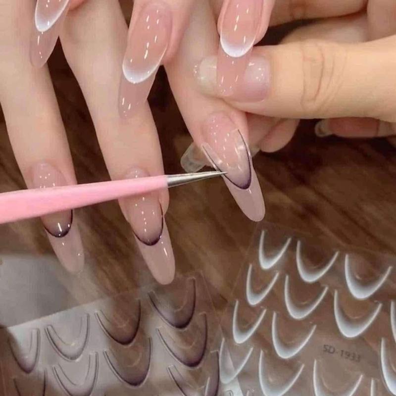 Hình dán 1 stick fen dặm màu trắng  lụa loại đẹp , phụ kiện làm nail nữ 6