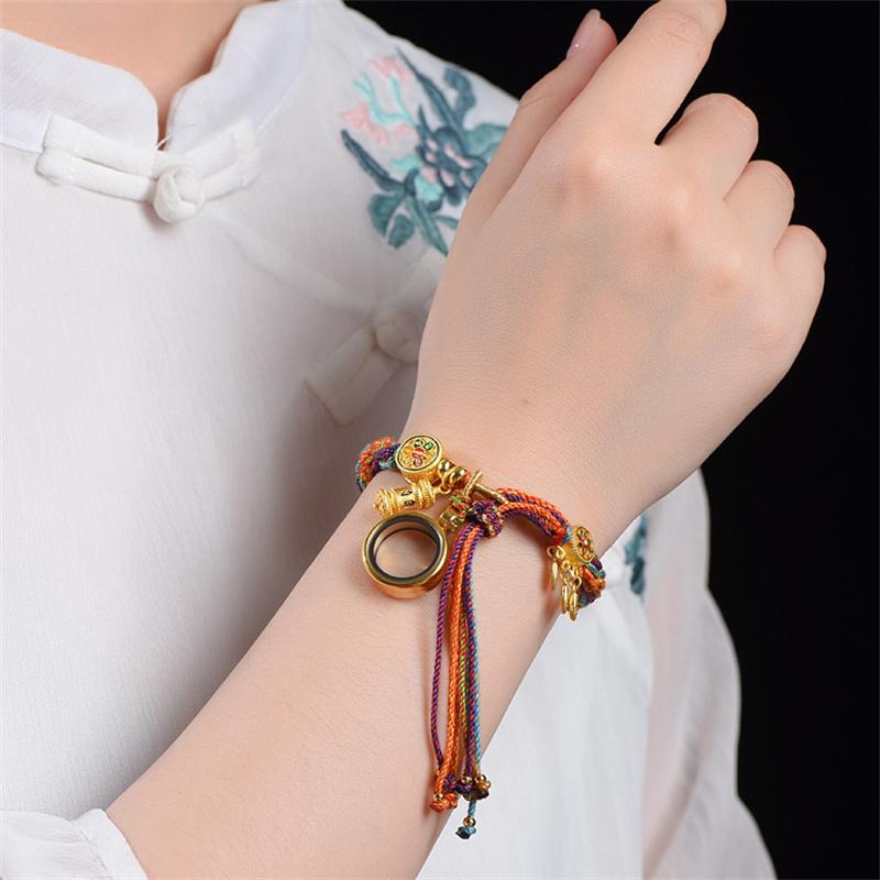 Product Introduction of Hand-woven  Style Bracelet Zakiram Bracelet Green Tara Five Master Thangka Bracelet  Bracelet 14