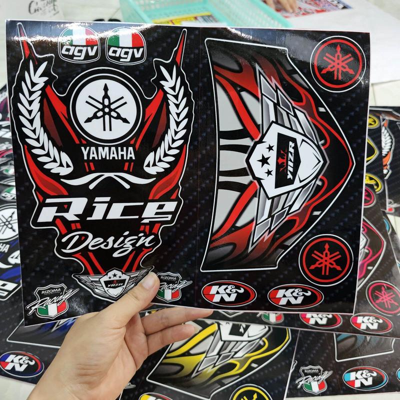 Tem dán vè trước và mặt nạ xe sirius đời đầu mẫu rice y11zr - shin decal Nhãn Dán