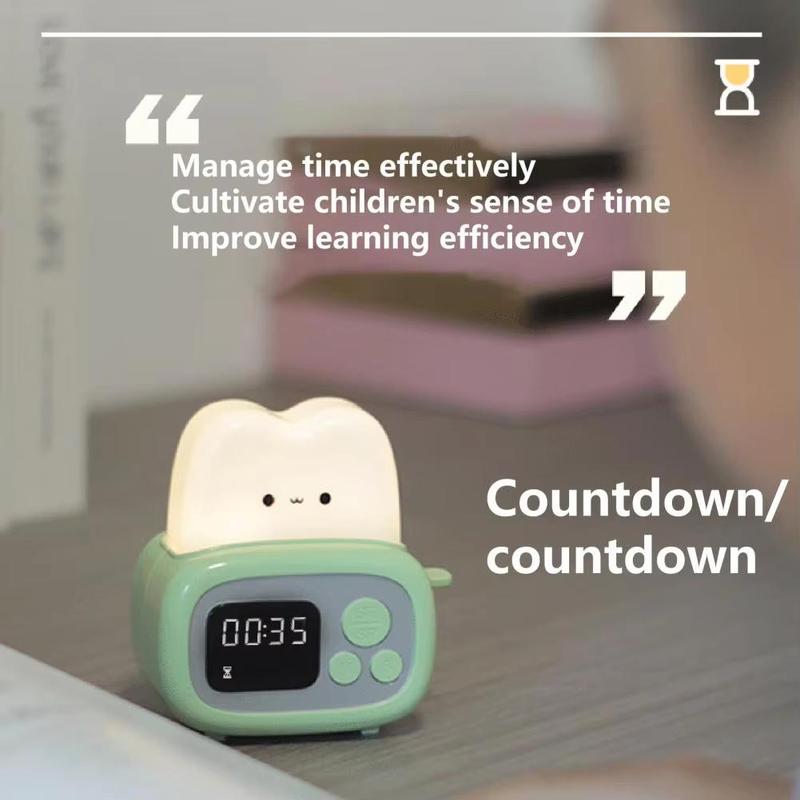 Product Introduction of Cute Cartoon Toast Design Alarm Clock, USB Reaching Desktop Night Light, Novelty Lighting for Home Bedroom Living Room 5