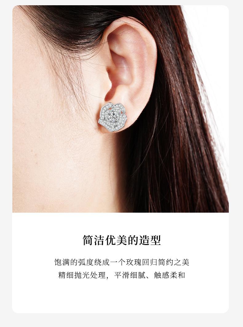 Product Introduction of S925 Sterling Silver Earrings Moissanite Studs for Women Ins Style Light Luxury Niche Design High-end Earrings In Stock 4