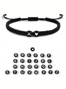 Pulsera trenzada con diseño de letras, joyería de mano simple y ajustable para mujeres y hombres, accesorios femeninos casuales y frescos, pulsera a juego de moda, regalo de día de San Valentín