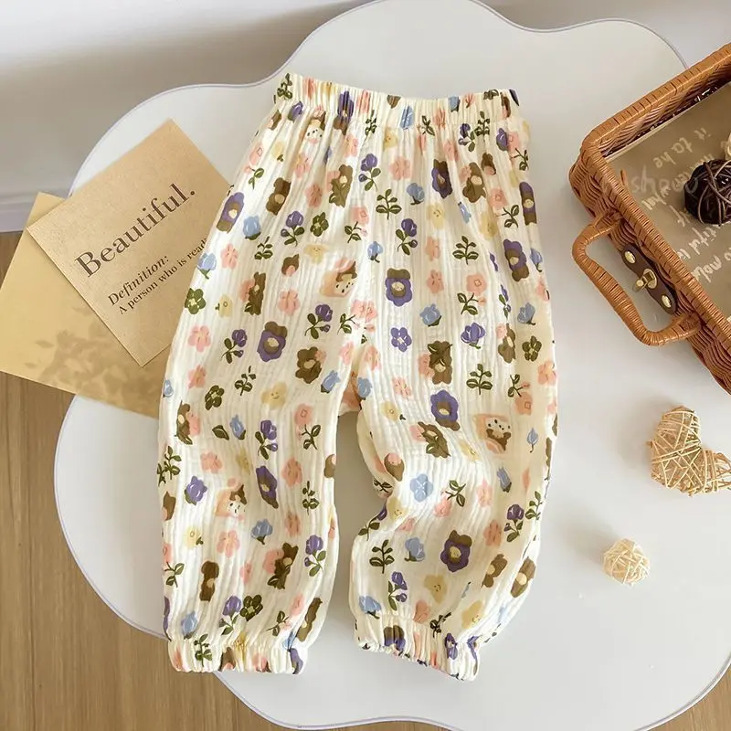 Quần Chống Muỗi Cho Em Bé Gái, Phong Cách Mới, Dáng Rộng Vừa Vặn, In Hoa PP Lớn, Quần Đèn Lồng, Mềm Mại Và Thoáng Khí, Thích Hợp Cho Mùa Hè quần begai Quần Legging Cho Quần Jean Ống Quần Tất Bé Phụ kiện hoá quâ  notreem 6