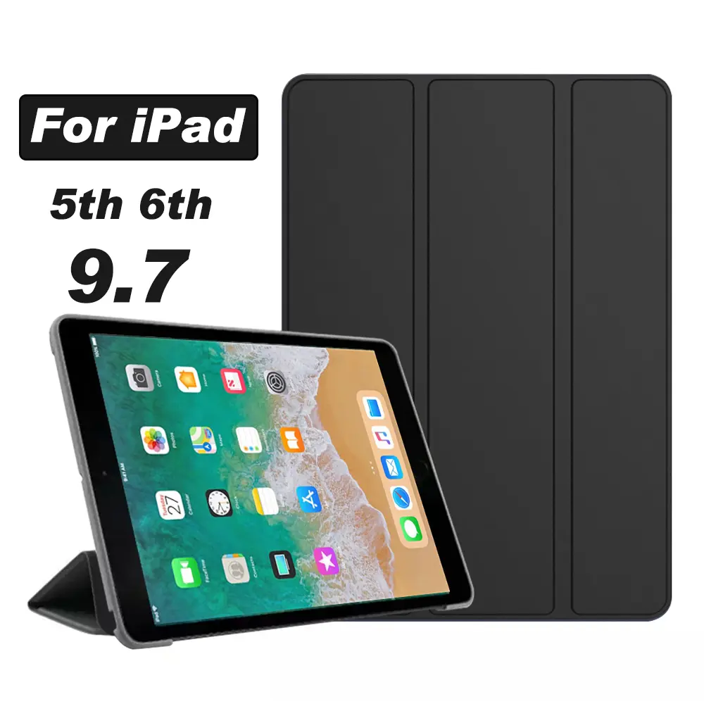 เคสแท็บเล็ต, สำหรับ iPad 9.7 2018/2017 รุ่น A1893 A1954 A1822, วัสดุ PU, เคสบางเฉียบ, พร้อมฟังก์ชั่น Wake, เคสปกอัจฉริยะ, เข้ากันได้กับ iPad 5/6 รุ่นที่ 5/6