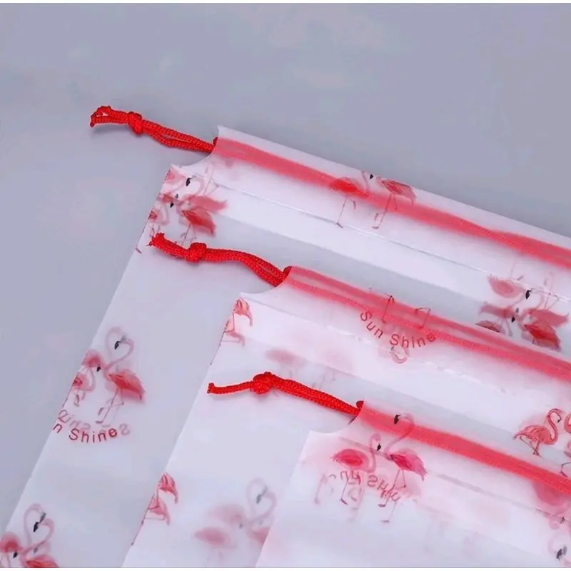 1PCS Travel Pouch Motif Flamingo Serbaguna Tas Serut Penyimpanan Organizer Bag Plastik Handuk Sepatu Kosmetik Waterproof A143 4