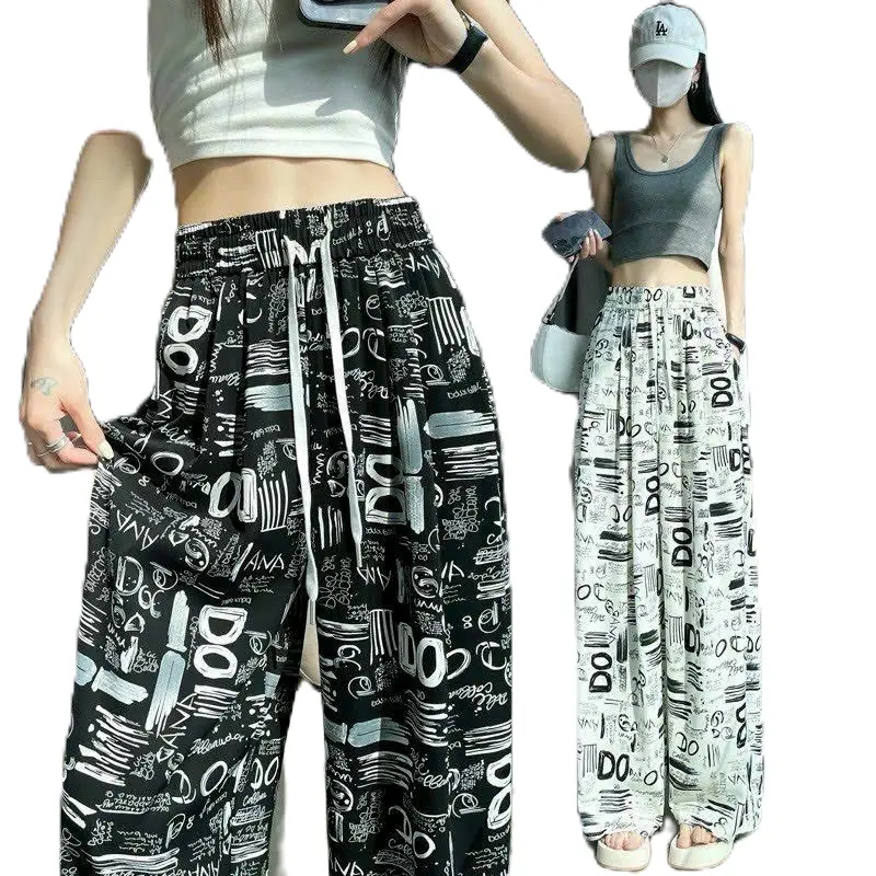Quần Lụa Hình Suông nhiều họa tiết hot trend chất mềm mát Nữ Women Kem Pants