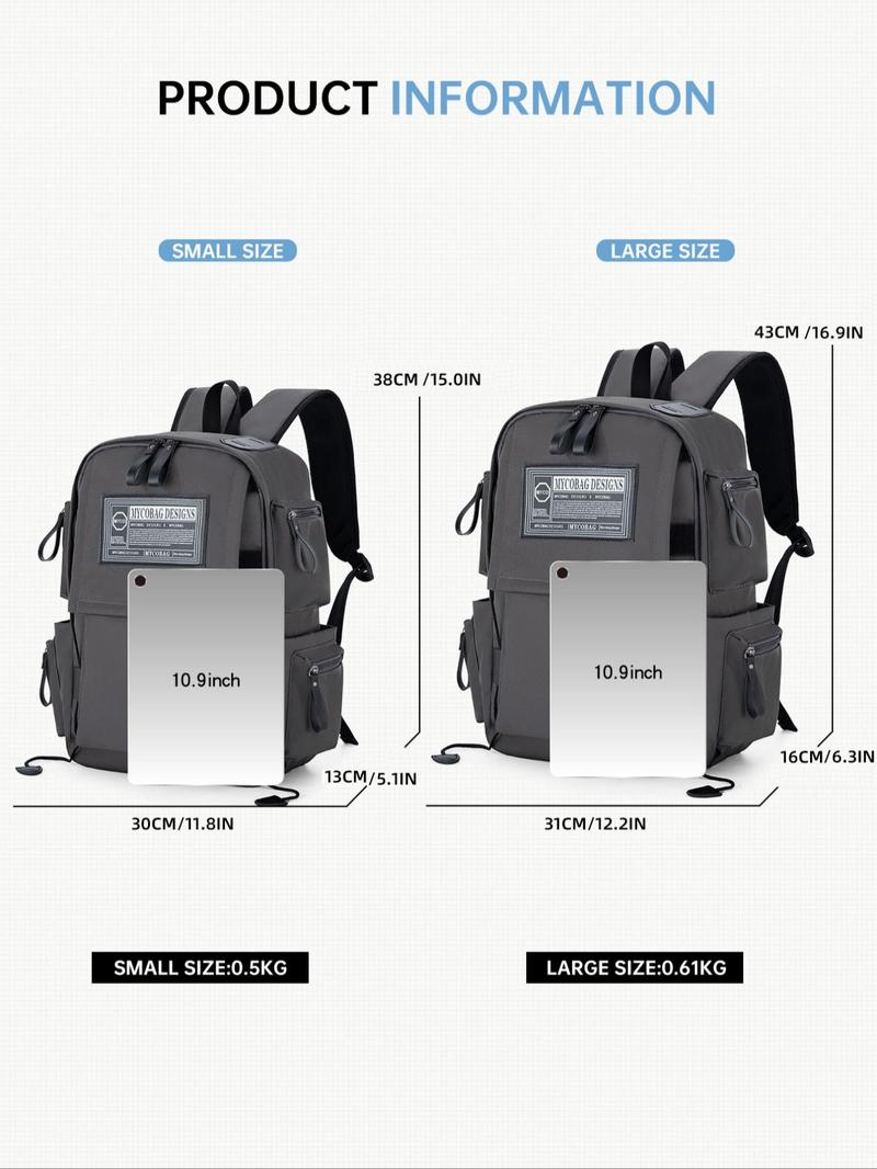 Product Introduction of 2025 New Style Casual Plain Zipper Backpack, Patched Design Outdoor Backpack, Durable Equipment Bag, Casual Sports Backpack for Women & Men 1