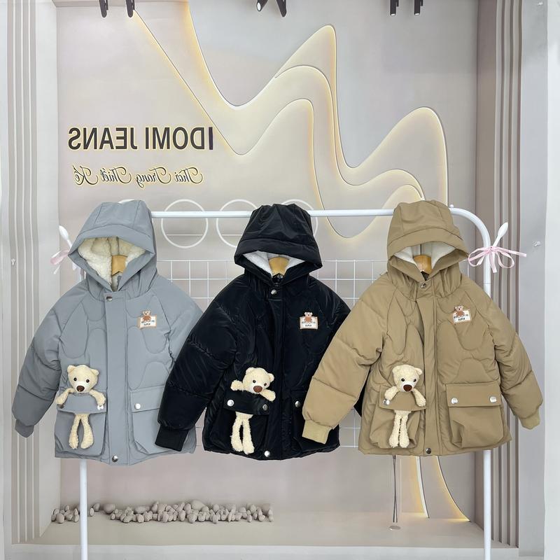 Áo phao hot 2025+ KÈM GẤU chất Nhung Lì siêu nhẹ dày ấm cho bé trai gái 12-36kg trần bông 3 lớp giữ ấm mùa đông gấu cute chất lượng cao cấp