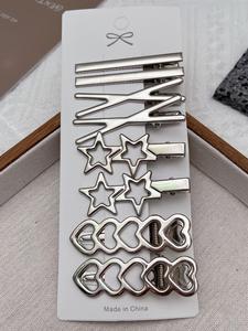 Pinzas para el cabello con diseño de estrellas y corazones, accesorios casuales y elegantes para mujer, estilo simple de color liso para uso diario