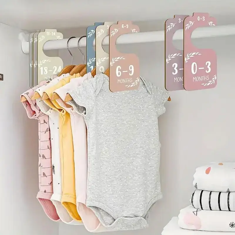 Summer Wooden Baby Milestone Design Closet Divider, 8pcs/set Double Sided Print Baby Clothes Hanger Divider for Baby Girls Boys Nursery Decor, Baby Closet Organizers from Newborn to 24 Months, Organizing 0