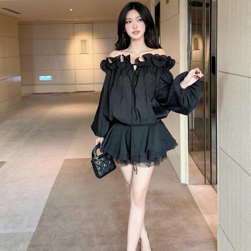 Đầm thiết kế cổ sóng bèo tầng dáng xoè PL Clothing 6