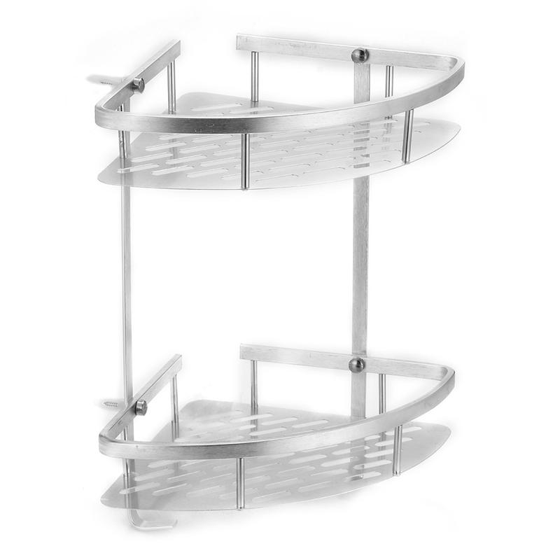 Rak Sudut Kamar Mandi Aluminium Corner Shelf Rack 2 Layers - G48 - Silver 2