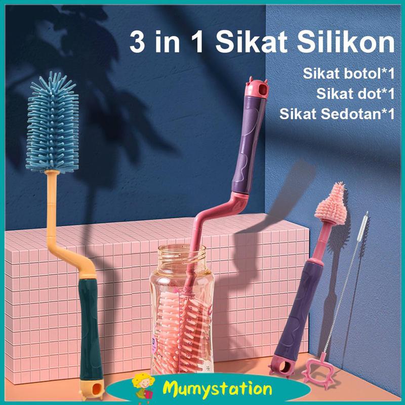 Sikat Botol Susu Bayi / Pembersih Botol Susu 3in1 Blue Bottle Brush  Pink 0