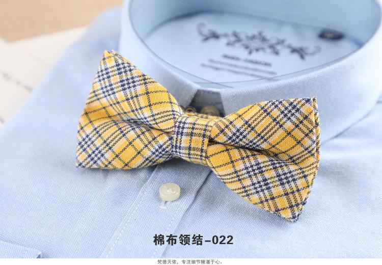 Product Introduction of 1PCS Men's Bow Tie Korean Version Fashion Casual Bow Cotton Trendy Plaid Striped Collar Bow Tie Manufacturer Wholesale Spot 25