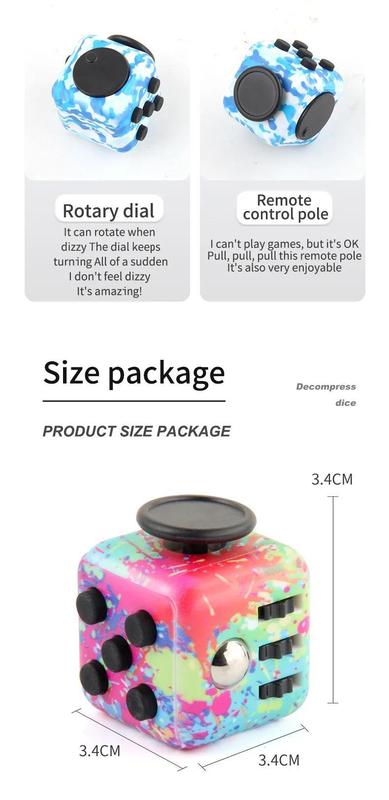 Product Introduction of Solid Color Fidget Decompression Dice for Release Stress Autism Anxiety Relieve Adult Kids Stress Relief Anti-Stress Fingertip 7