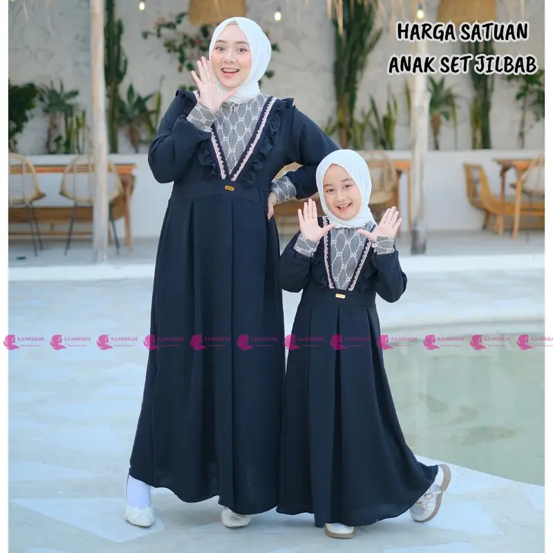 RAYANA DRESS couple ibu dan anak ( harga terpisah ) Gamis Couple Ibu Anak cringkle airflow Perempuan Terbaru 2023 gamis couple bahan cringkle airflow premium gamis dewasa terbaru gamis anak viral kekinian 3